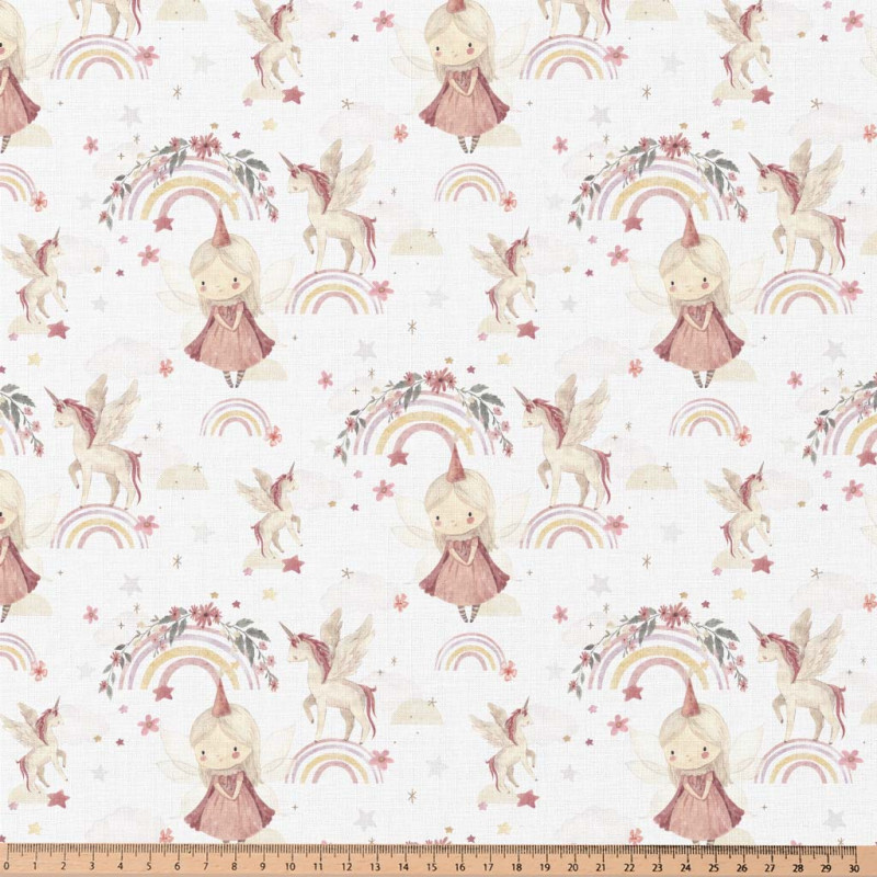 Printed Cotton LINETTE White / Pink